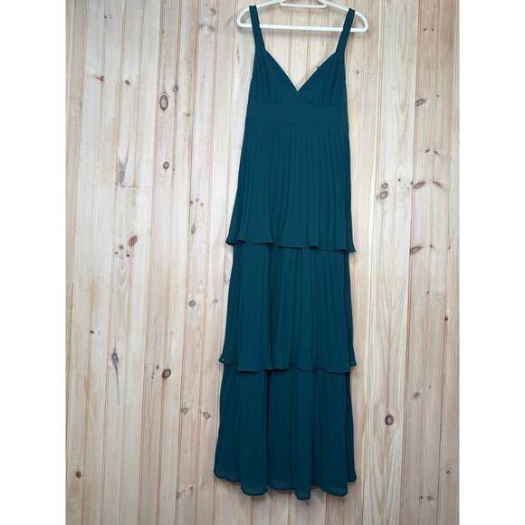 NWT Lulus Luxe Perfection Emerald Green Pleated Tiered Backless Maxi Dress Sz XL - Picture 7 of 9